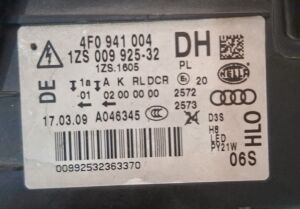 AUDI A6 C6 AFS CIFT BEYINLI XENON LED SAG FAR 08-11 ORIJINAL CIKMA 4F0941004 1ZS009925-32
