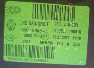 RENAULT FLUENCE XENON SAG FAR 10-12 ORIJINAL CIKMA 260101803R