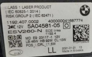 BMW 4 SERISI G22 G23 G26 G82 G83 LAZER LED SOL FAR 20-24 ORIJINAL CIKMA 5A0458105