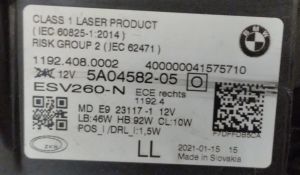 BMW 4 SERISI G22 G23 G26 G82 G83 LAZER LED SAG FAR 20-24 ORIJINAL CIKMA 5A0458205